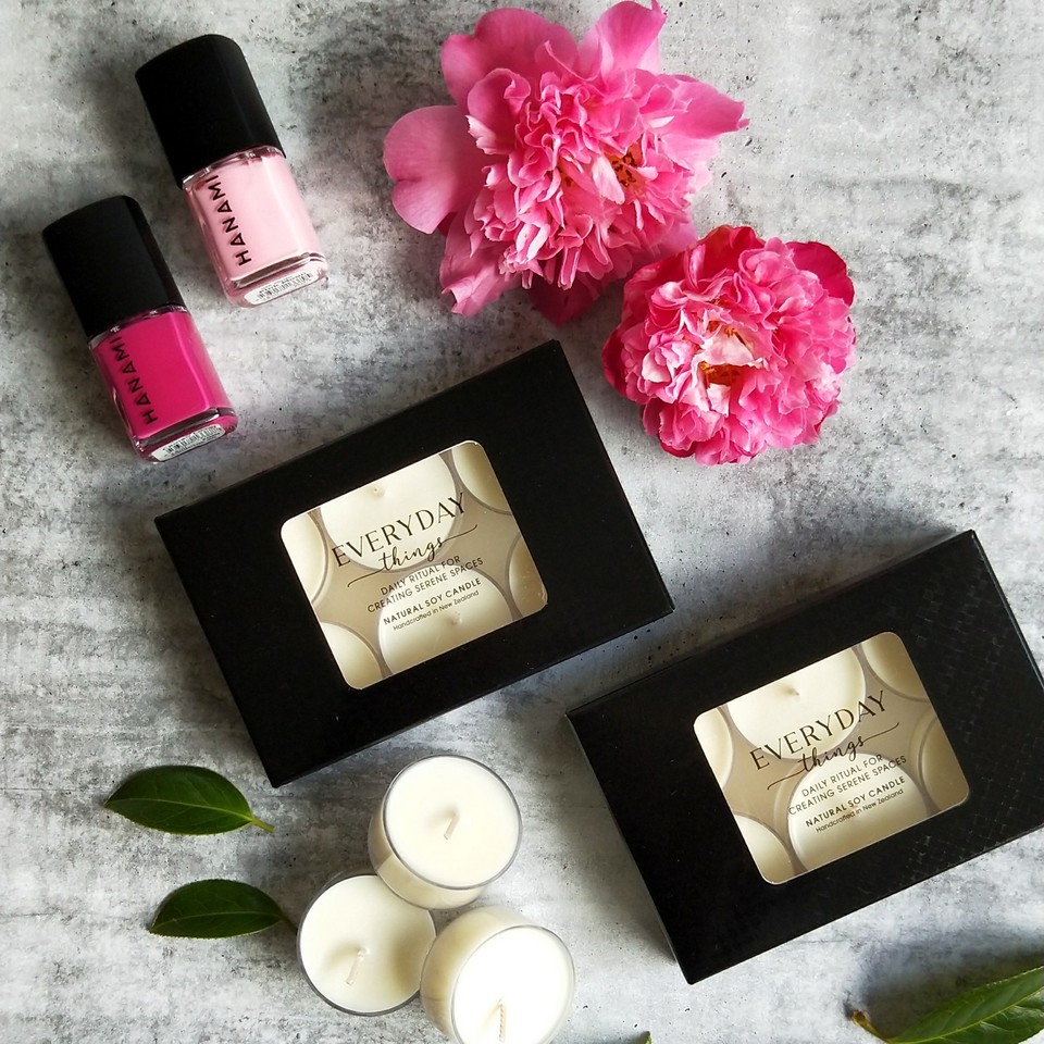 Hanami Nail Polish, candles, pink flower